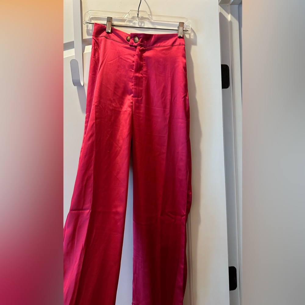 Pink Satin trousers